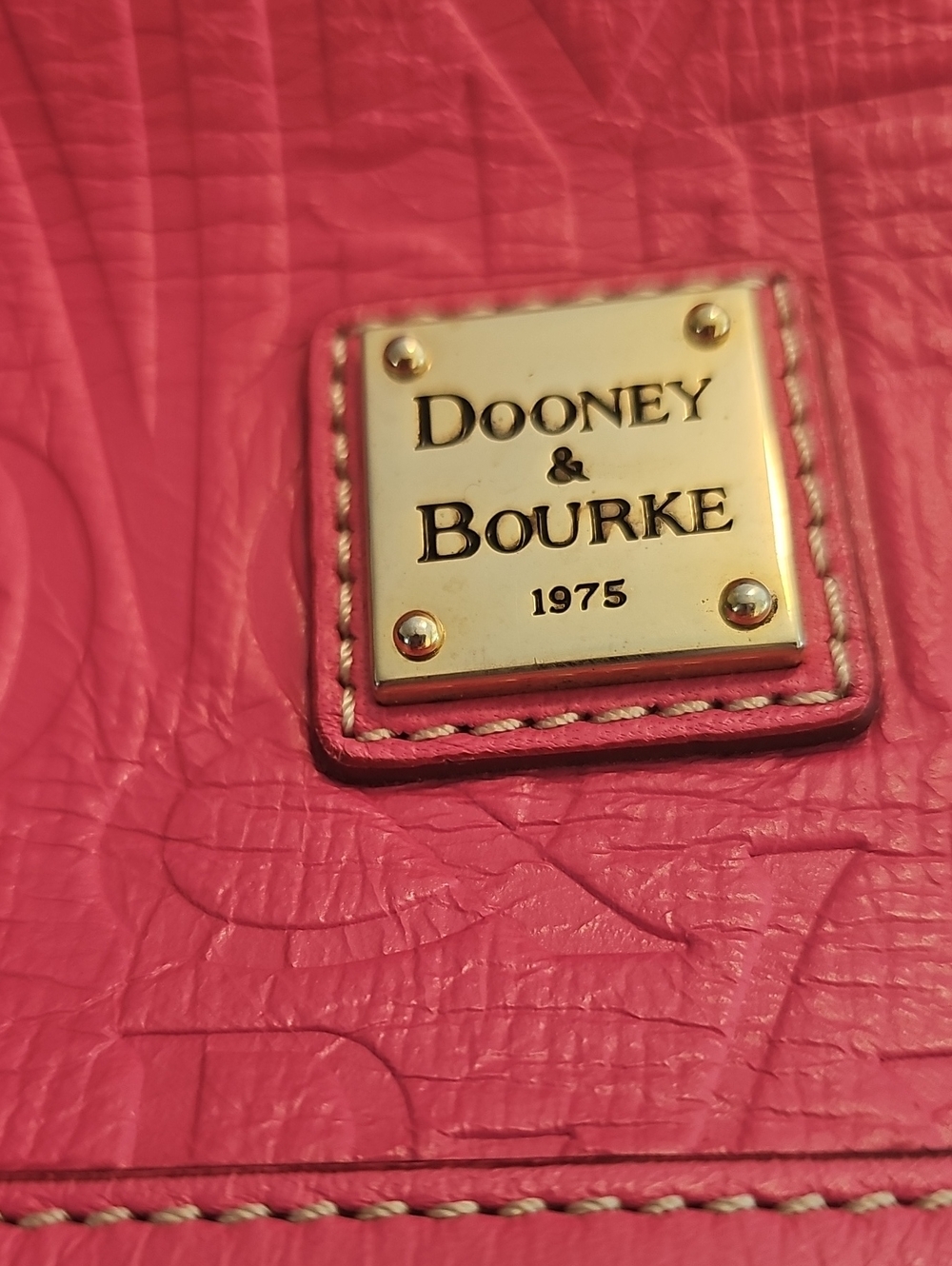 Dooney & Bourke Dark Pink Embossed Dome Satchel with Detachable Strap - Picture 3 of 16
